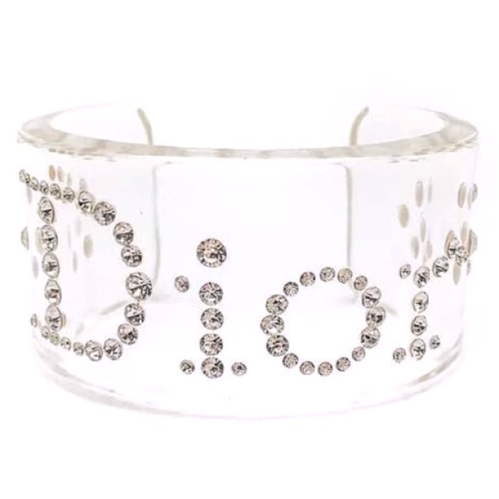 💎Christian Dior by John Galliano Lucite Signature Cuff with Swarovski Crystals